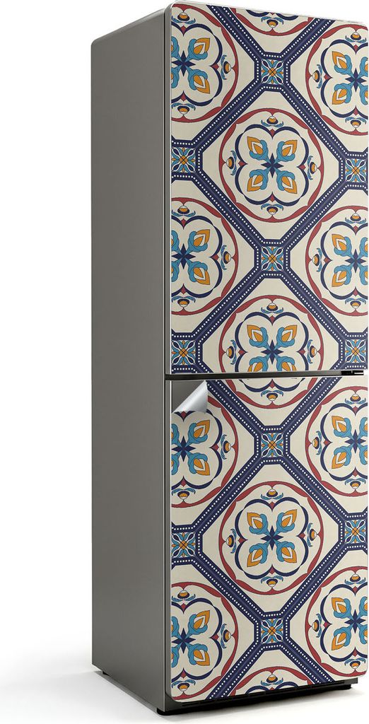 Muster mit Wassermotiven – Kühlschrank Aufkleber – Klebefolie Kühlschrank – Kühlschrank Nachbildung – Kühlschrankfolie selbstklebend ...