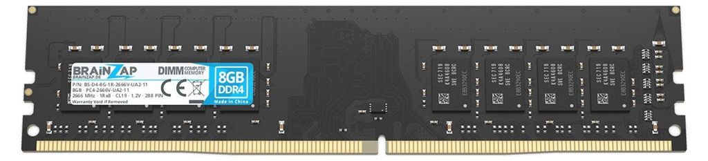BRAINZAP 8GB DDR4 RAM DIMM PC4-2666V-UA2-11 1Rx8 2666 MHz Immagine del prodotto 