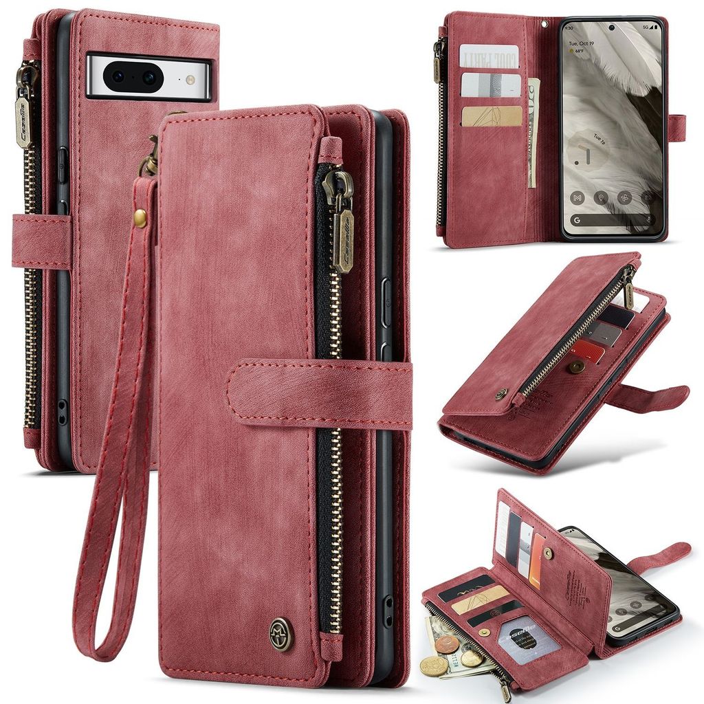 Für Google Pixel 8 CaseMe Kunst-Leder Handy Tasche Hülle Etui mit Reißverschluss