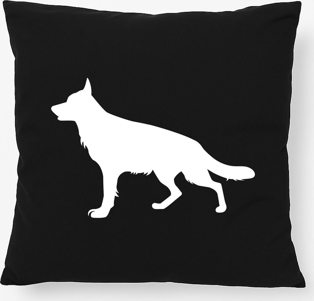 Huuraa Kissen Deutscher Schäferhund Silhouette 40x40cm mit Füllung Black Baumwolle Dekokissen Geschenkidee