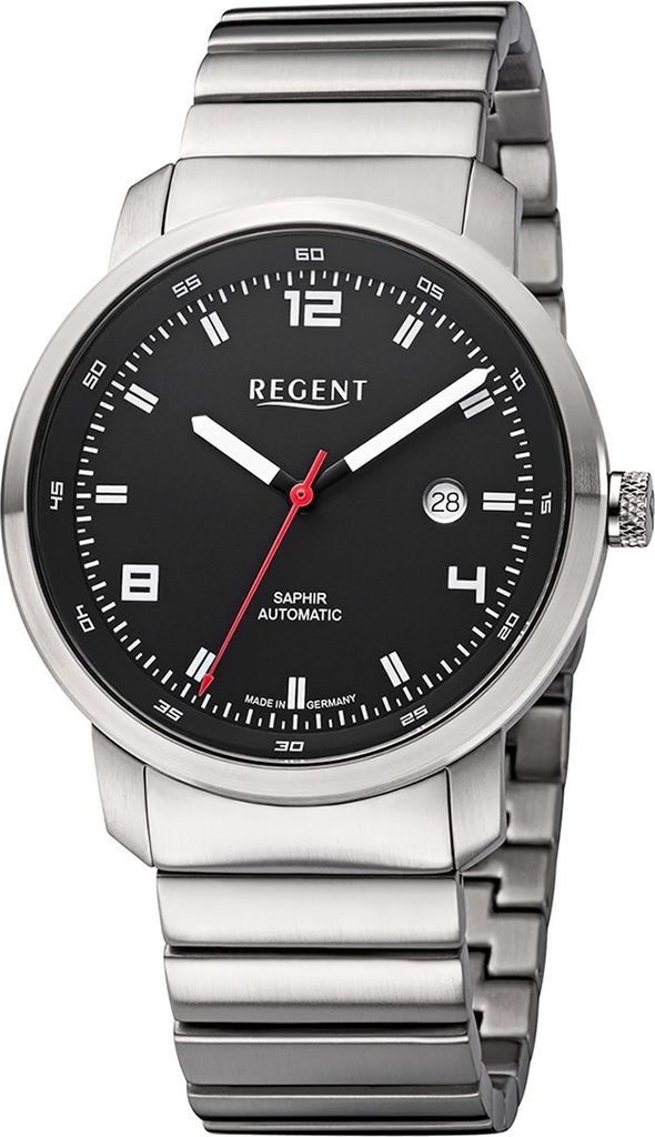 Regent Metallband Herren Uhr GM-2106 Armbanduhr Automatik silber Metallarmband D2URGM2106