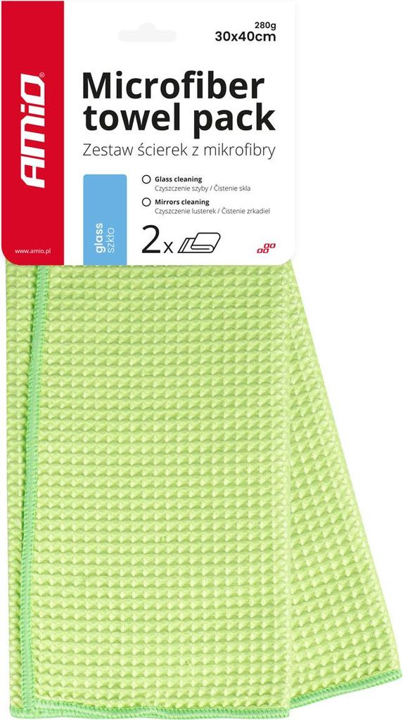 Mikrofaser Waffeltuch Glasreiniger 40x30 cm 2 Stück AMIO-03734