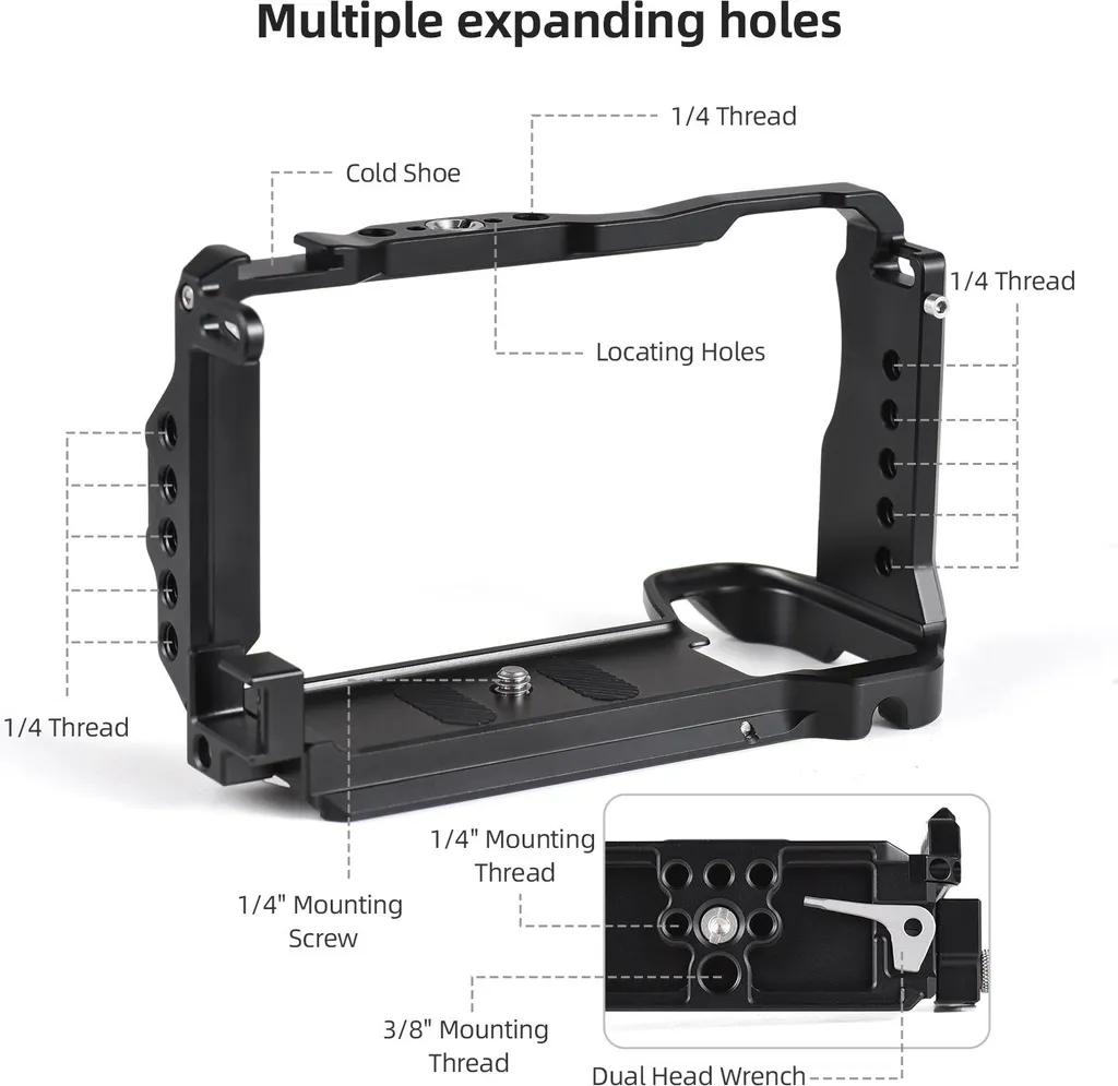 Châssis Vidéo Cage de Caméra pour Sony A6700 avec Support Cold Shoe Intégré