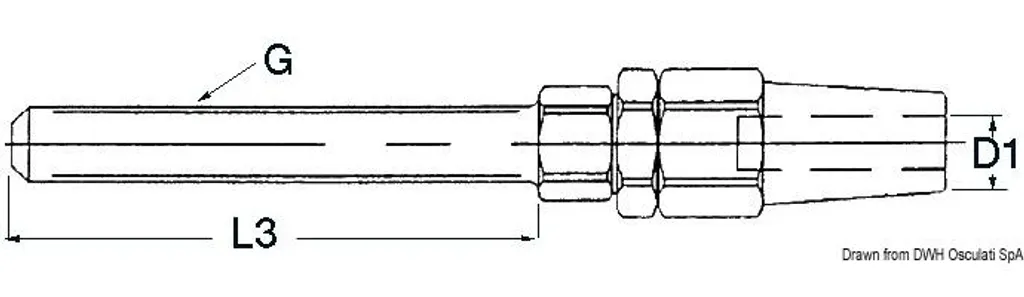 Terminal fileté en acier inoxydable VA Ø 8 mm robuste pour câble - 1 pièce