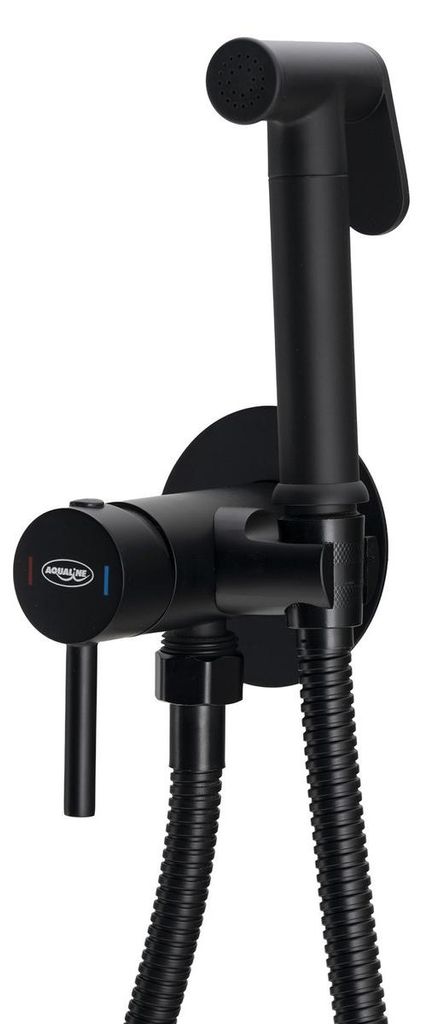 Aqualine Unterputz-Armatur mit Handbrause, Schlauch 1,2m, rund, Schwarz matt