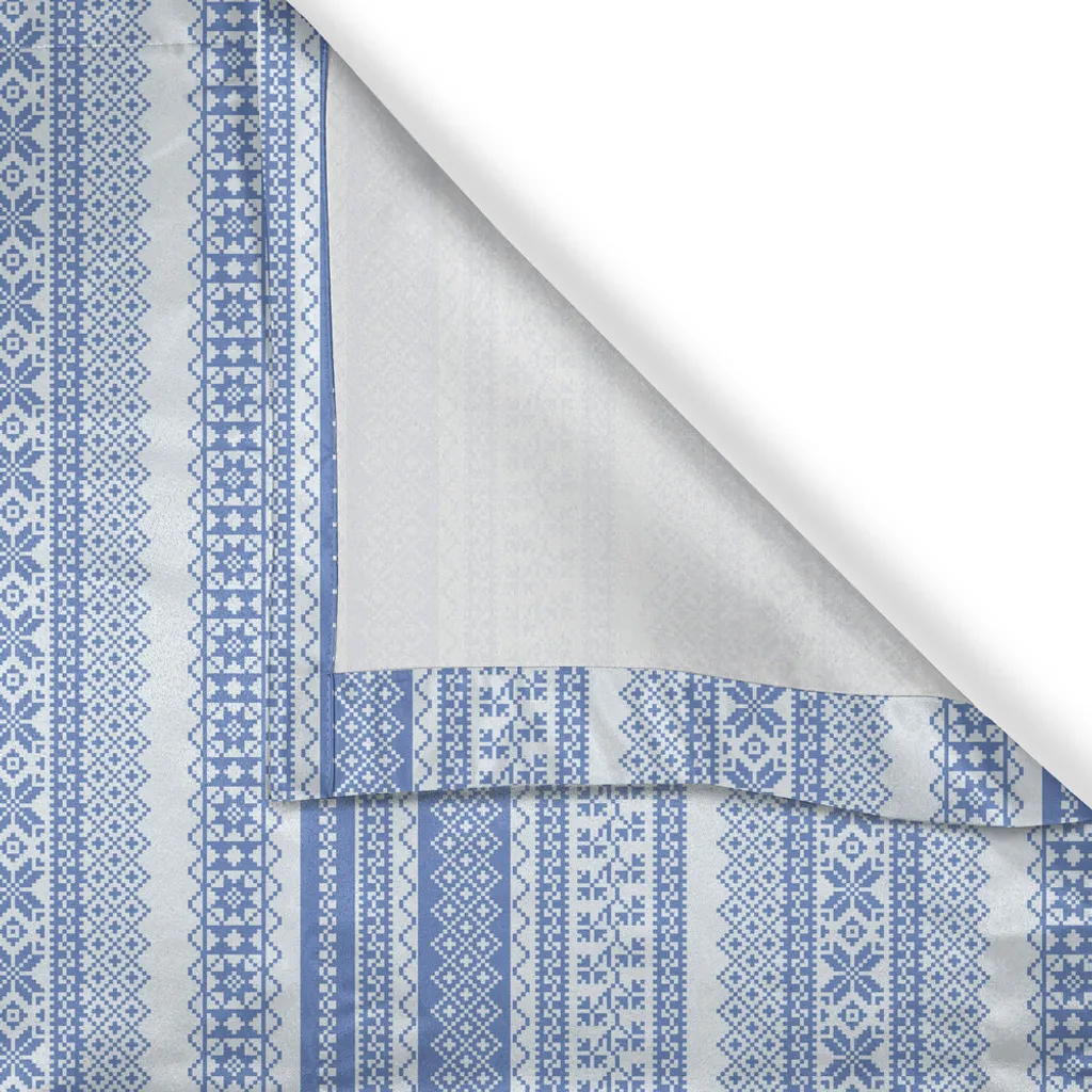 Rideau géométrique vertical brodé Bleu 280x175 cm à œillets