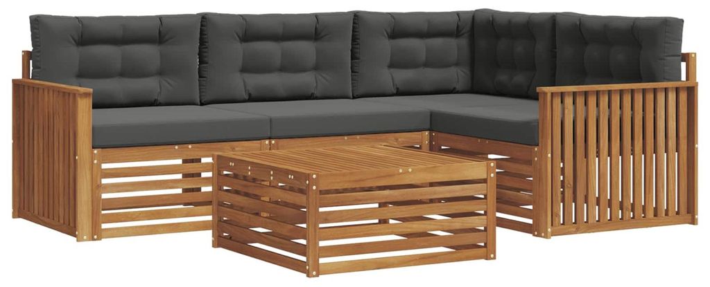 vidaXL Outdoor-Sofagarnitur mit Kissen 5 pcs Natur und Anthrazit