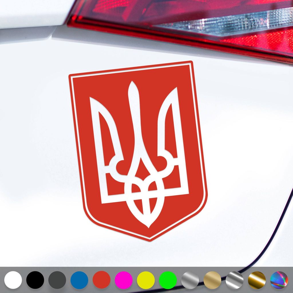 PantherPixel Ukraine Aufkleber Wappen Flagge Fahne Ukraini Sticker Auto Geschenkidee Farbe Rot