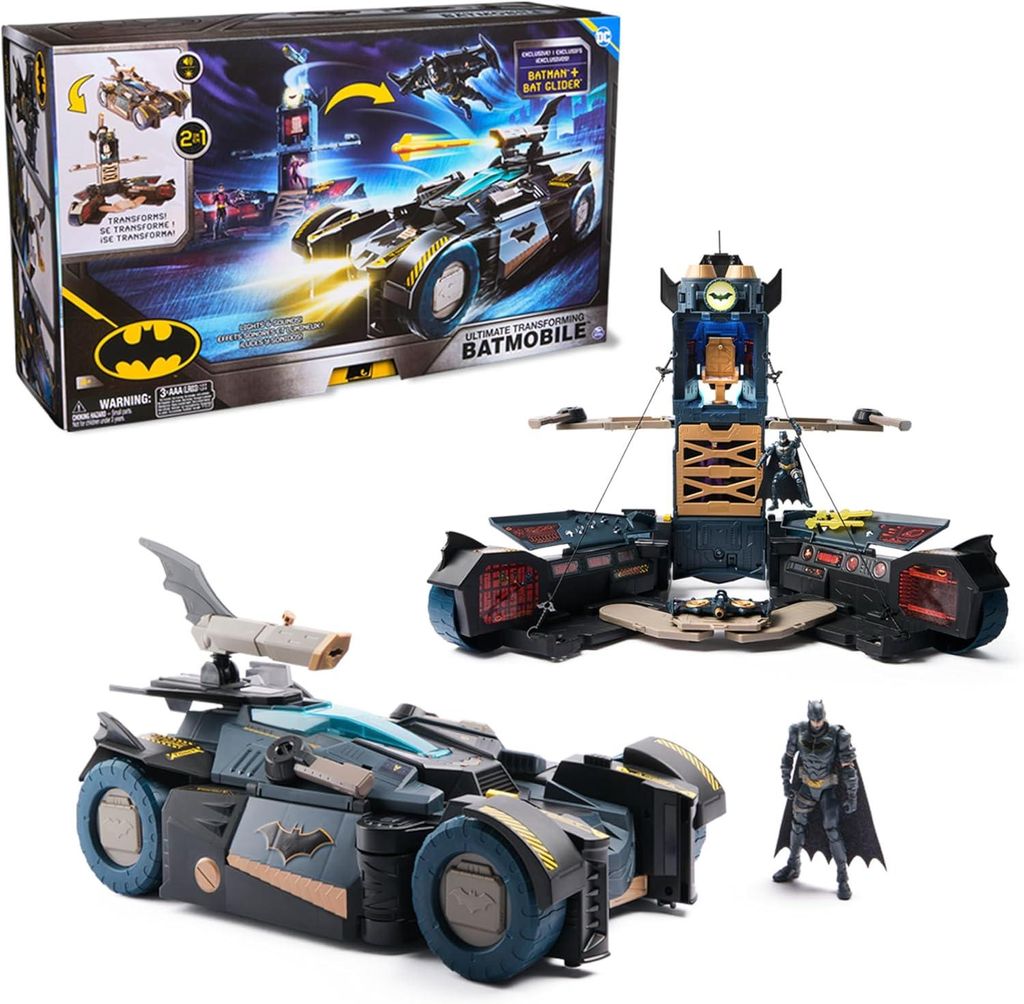 DC Comics - Ultimate Transforming Batmobile 2-in-1 Spielset, Auto, 4 Jahr(e), Kunststoff, Schwarz, Blau, Grau