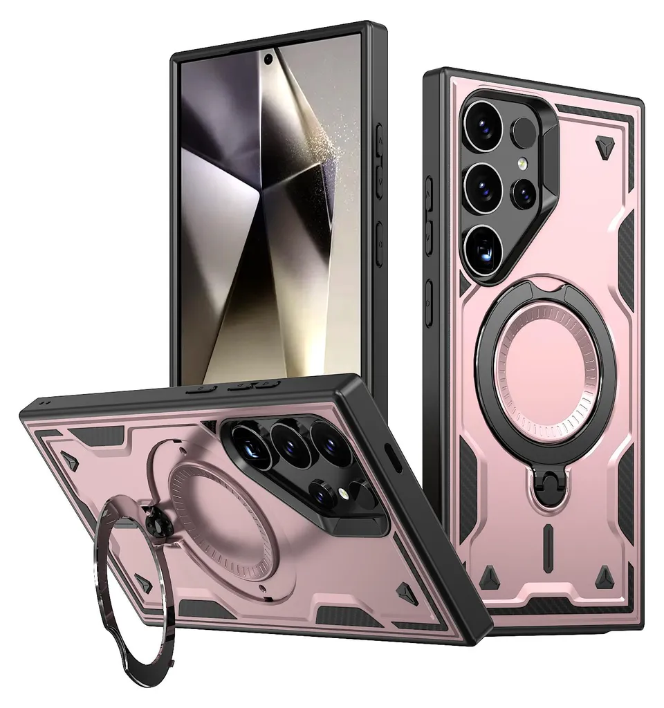 Cover Robusta S25 Ultra Rosa con Kickstand e Supporto Magnetico