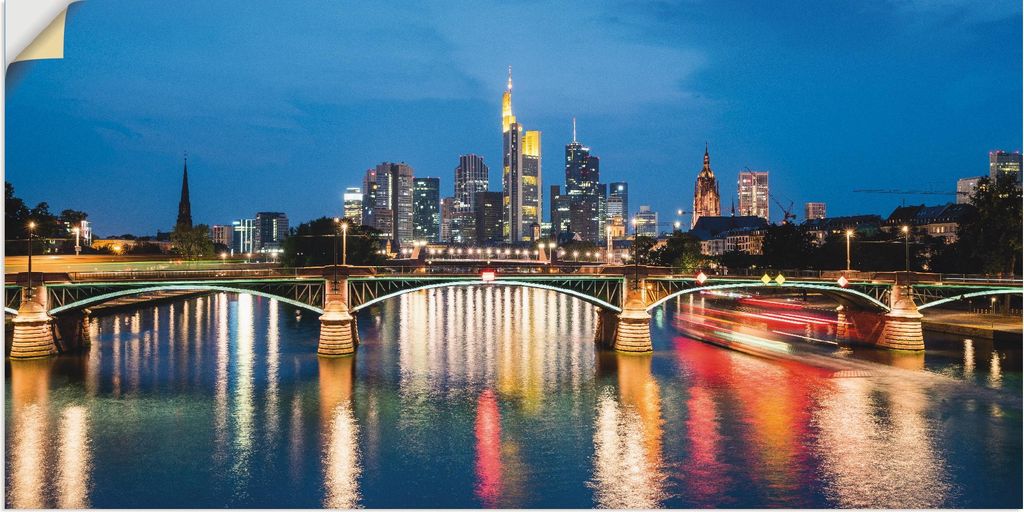 ARTland Wandbild, selbstklebend Frankfurt am Main zur Nacht Größe: 150x75 cm