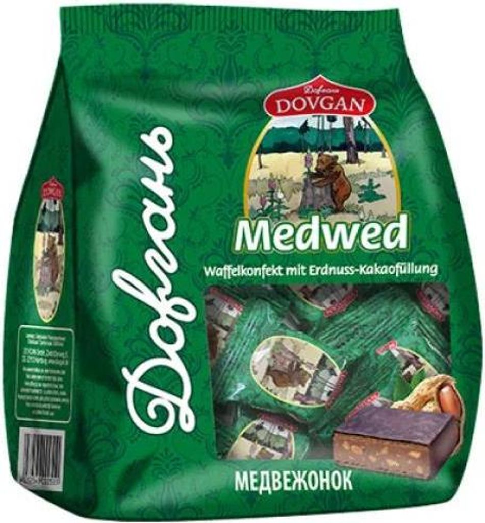 DOVGAN Medwed Waffelkonfekt mit Erdnuss-Kakaofüllung 200g Produktbild 