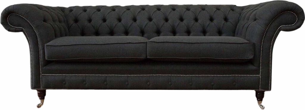 Wohnzimmer Sofa Chesterfield Couch Dreisitzer Design Schwarz Möbel Neu