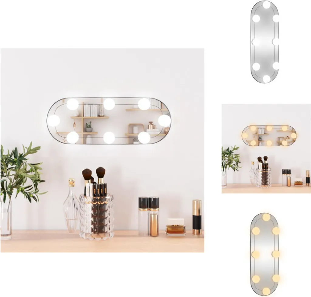 Miroir LED Mural Ovale 15x40 cm en Verre pour Salle de Bain et Entrée