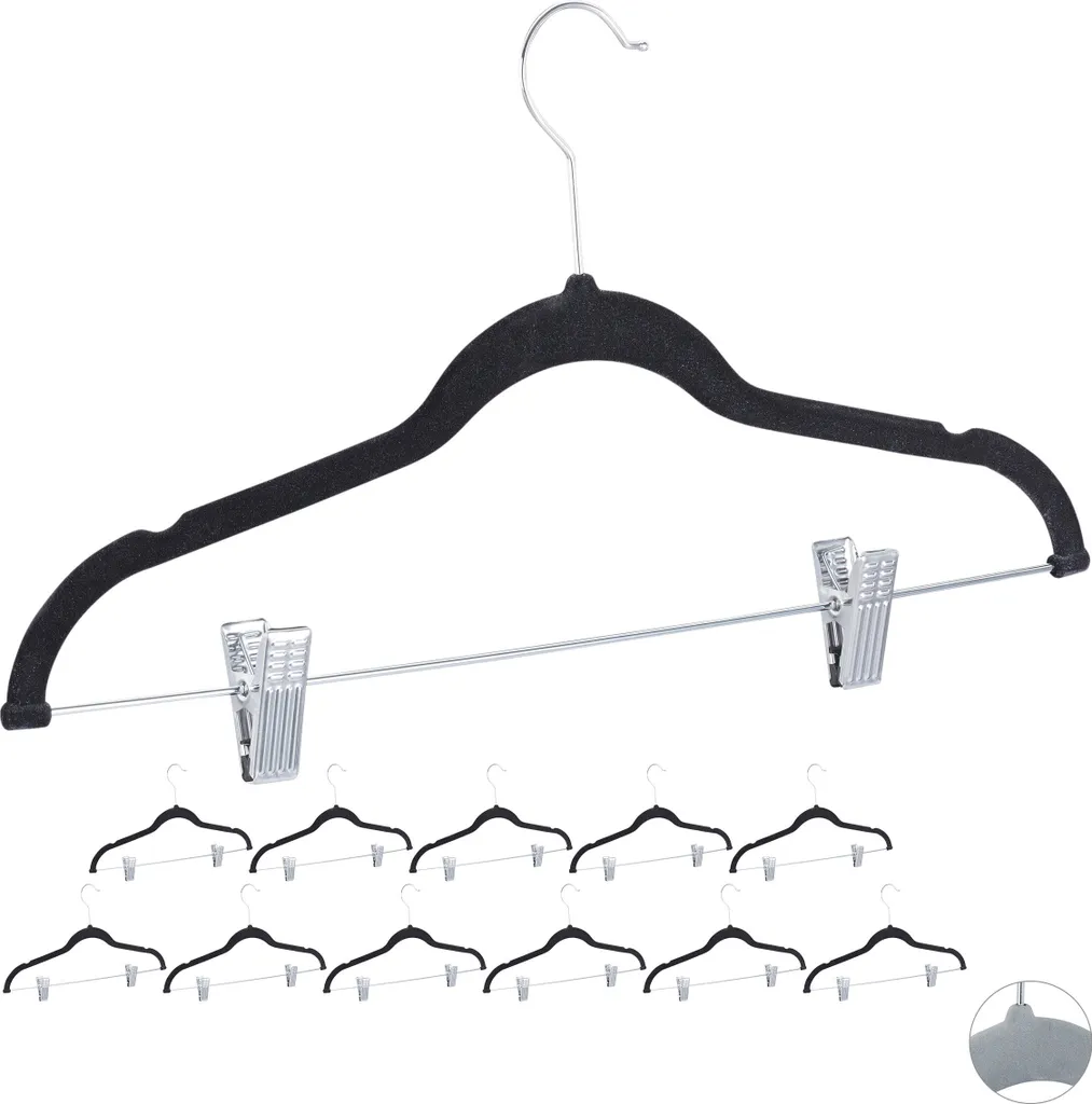 Relaxdays 48 Grucce in Velluto con Clip Nere | Set Salvaspazio Boutique