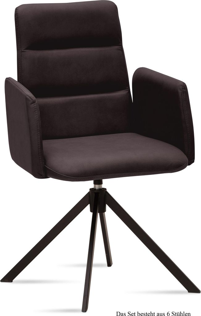 Armlehnstuhl drehbar (6er-Set) Deidre 52x92x60 Schwarz/Espresso