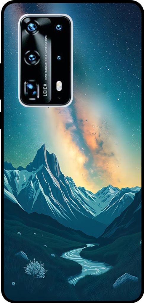 Smartphonica Telefon Fall geeignet für Huawei P40 Pro Plus mit Sternenhimmel Impressum - TPU Backcover Fall mit Raum und Milkyway Design