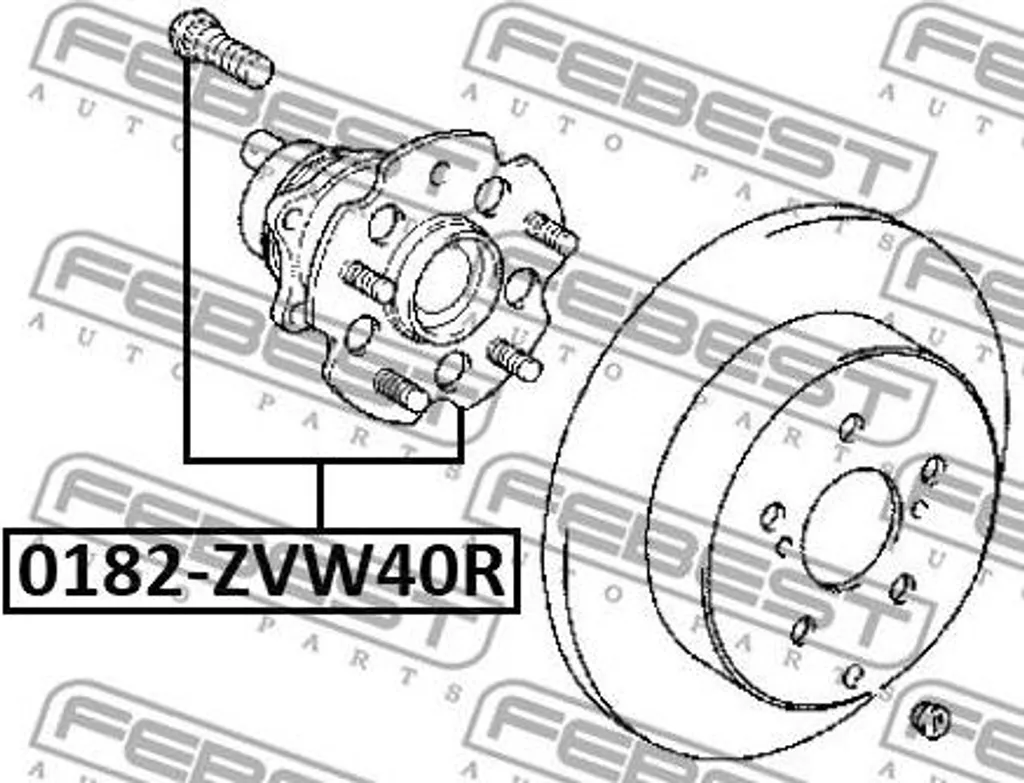 Moyeu de roue FEBEST 0182-ZVW40R pour Toyota Prius et Mirai 4245047050