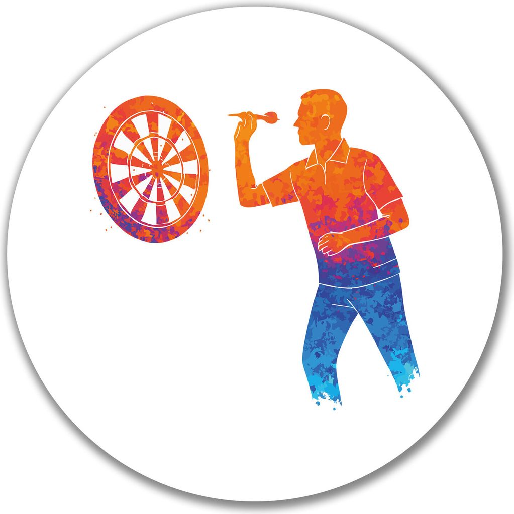 Huuraa Aufkleber Darts bunte Silhouette 10cm rund Sticker Geschenkidee