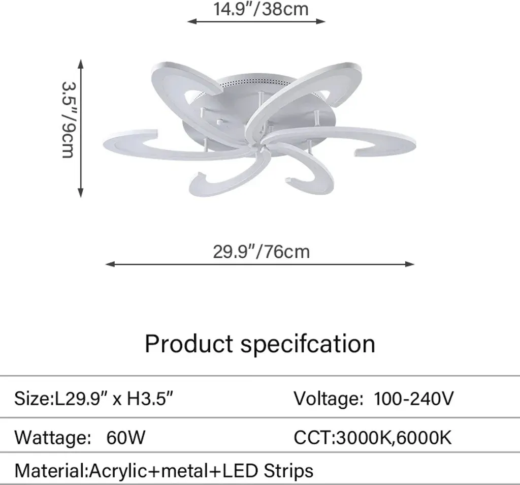 Plafoniera LED B-6: Montaggio Facile e Luce Potente con Telecomando