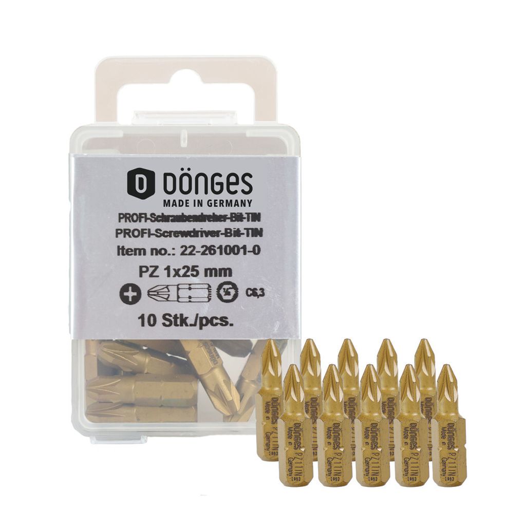 10 Stück Dönges PZ-TINBIT für Kreuzschlitzschrauben, PZ 1, Produktbild 
