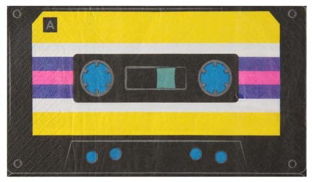 20 Zelltuch-Servietten 90er Muskikassette Produktbild 