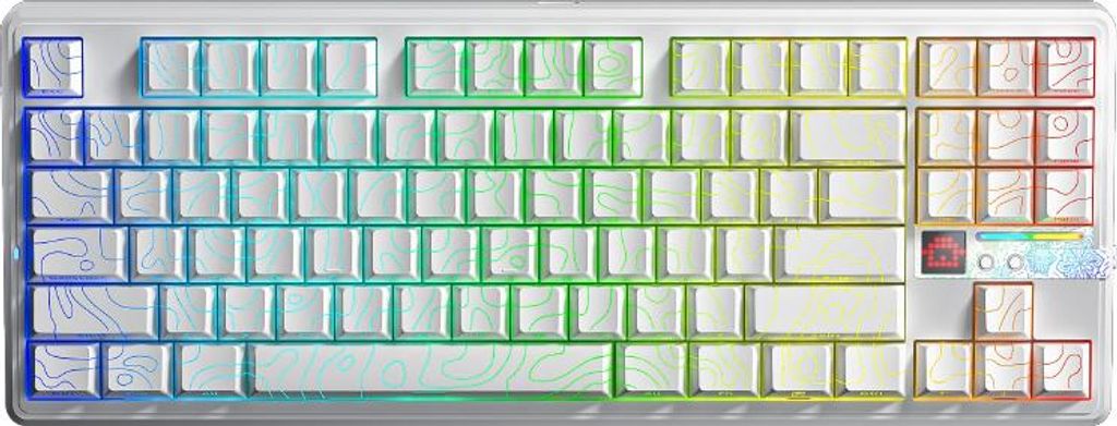 AULA F87 Pro V2 Mechanische Gaming Tastatur 80%, Wireless Tri-Mode, LED Matrix Display, RGB, Hotswap, 8K Polling, Weiß Konturlinien - Seiya-Achse