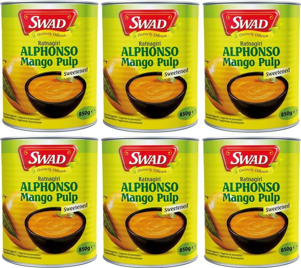 6er Pack - SWAD Alphonso Mango Püree (6x 850g) | Mangopürre Produktbild 