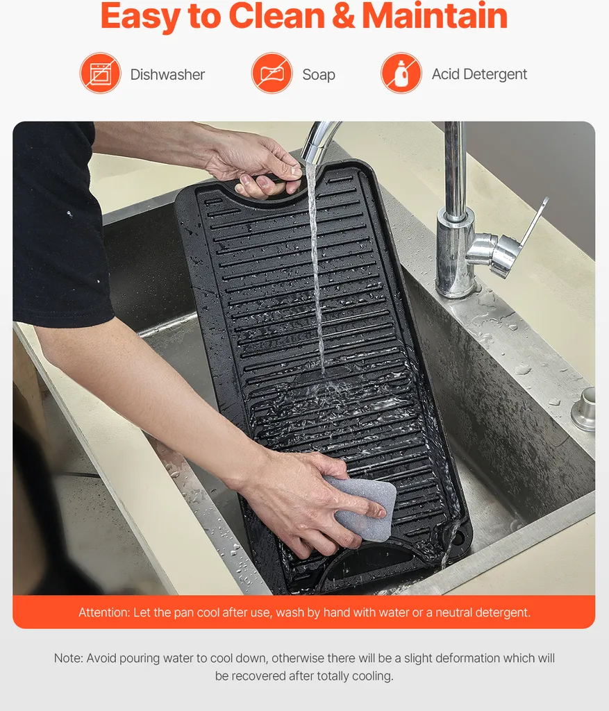 Plaque de Cuisson en Fonte avec Surface Double Face Lisse et Striée - 5