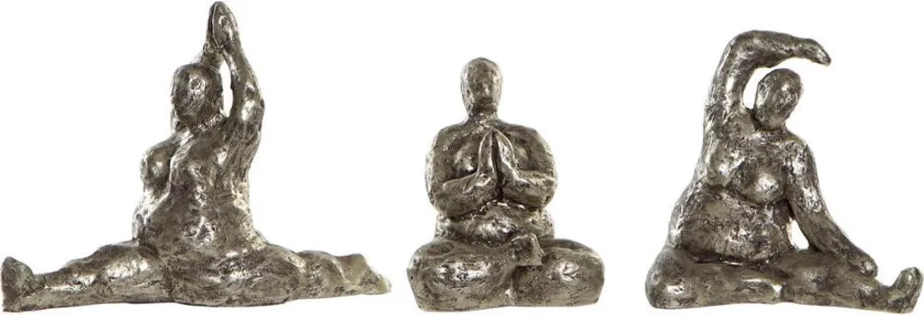 Figurine Yoga Dorée en Résine 11x22cm - Trio Décoratif Finition Brillante