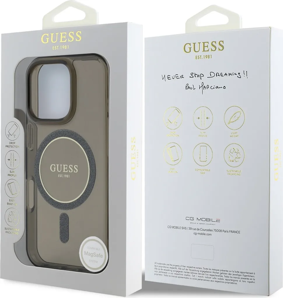 Custodia Guess iPhone 16 Pro MagSafe IML Glitter Circle Nero - 8