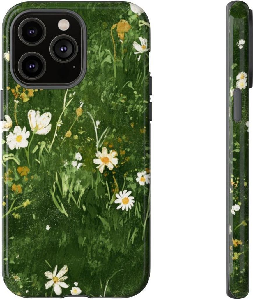 Grüne Wiese mit weißen Blumen – Hülle Kompatibel mit iPhone 14 Pro Max