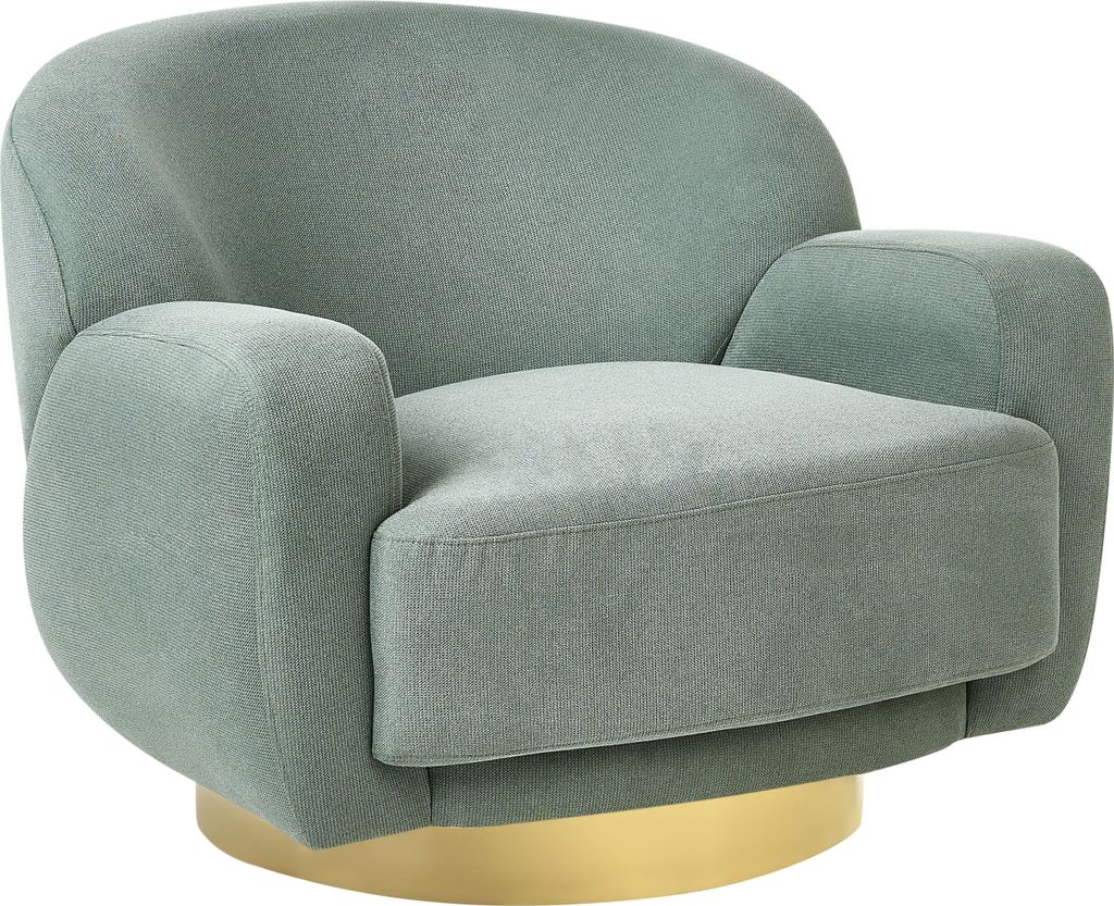BELIANI Sessel Grün aus Stoff Goldene Basis Geschwungene Form Glamourös Elegant Art Deco Stil Polstersessel für Wohnzimmer Schlafzimmer