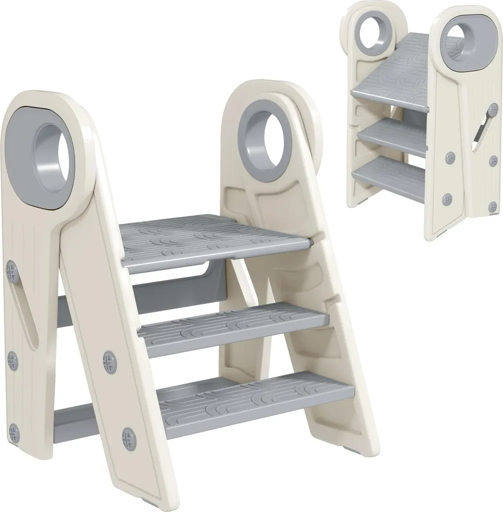 Escabeau enfant pliable et réglable en hauteur structure stable en A