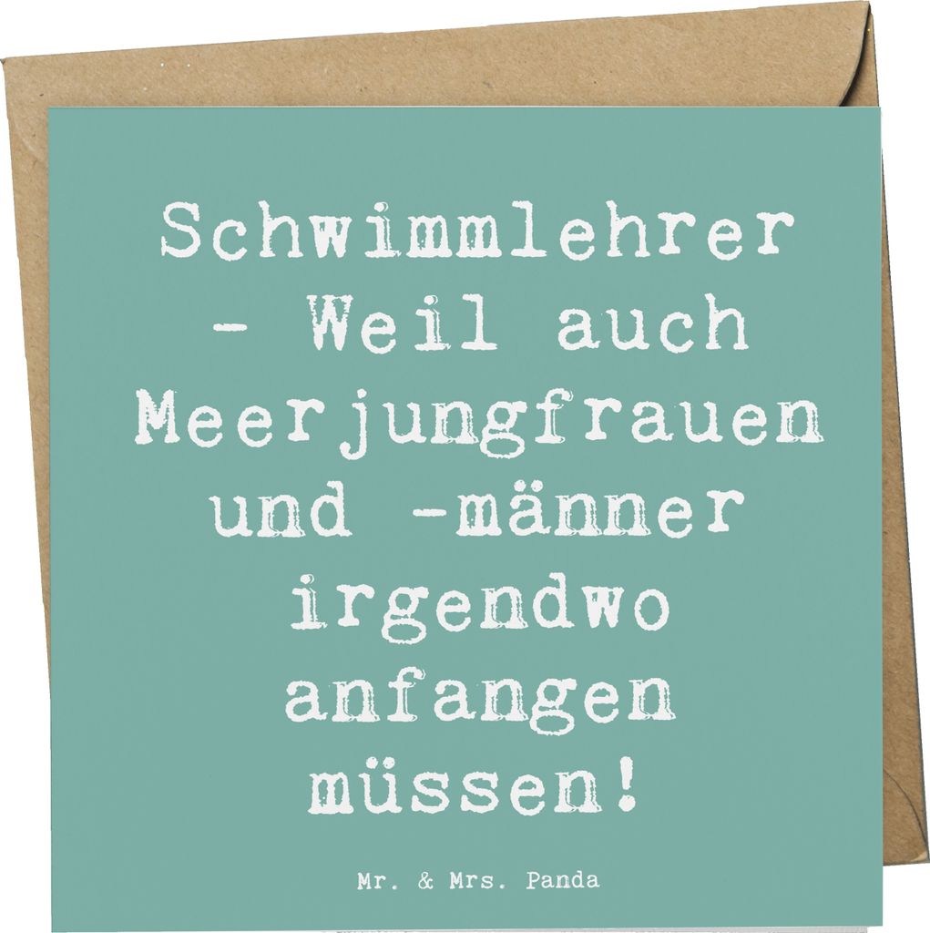 Mr. & Mrs. Panda Glückwunschkarte Spruch Schwimmlehrer Anfang - Meeresbrise - Geschenk, Unterricht, Grußkarte, Klappkarte, Meerjungfrauen, Fitnes...