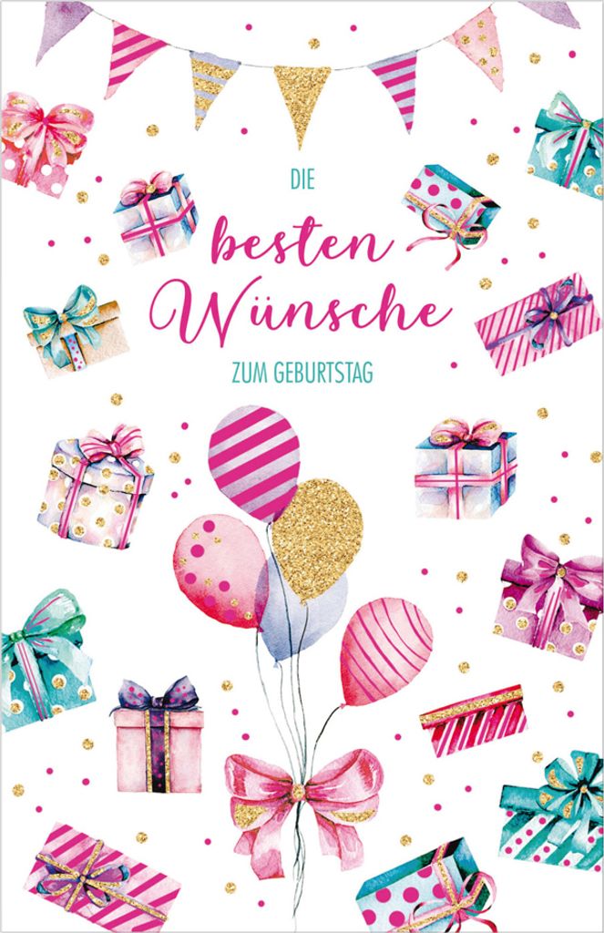 SUSY CARD Geburtstagskarte Wish and Bloom "Geschenke"