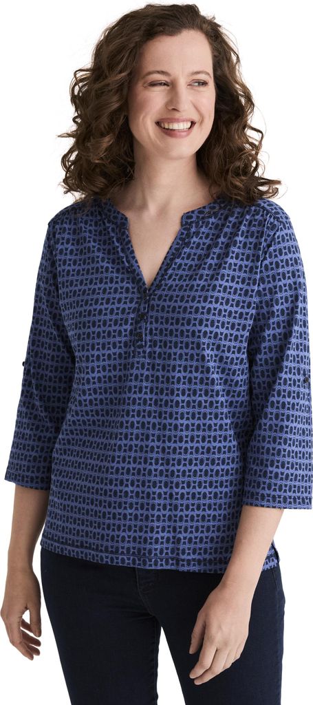 Stooker Women MARIE PRINT Damen Shirt 3/4-Arm Regular Fit 40/42 blue graphic aop