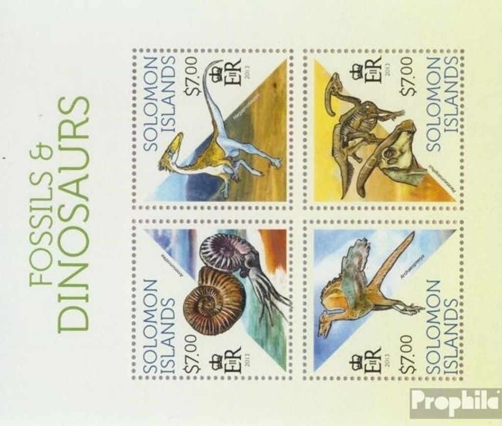 Briefmarken Salomoninseln 2013 Mi 2152-2155 Kleinbogen (kompl. Ausg.) postfrisch Dinosaurier
