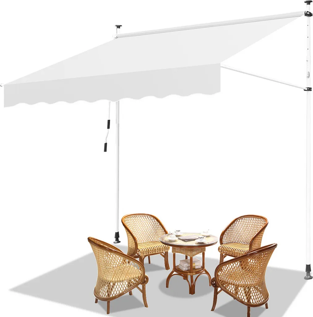 Tenda da sole a manovella Tenda da sole con morsetto Protezione solare Tenda da sole per finestre Tenda da sole Retrattile Tende da sole idrorepellenti Crema 3,5 m