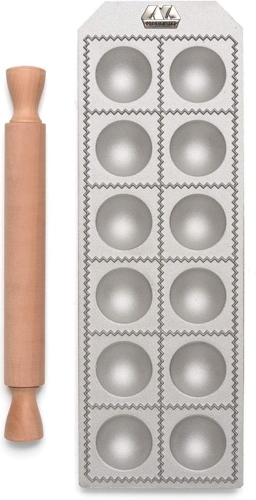 Marcato Ravioli Brett mit Teigroller - 12 Fächer - ø 5.5 cm