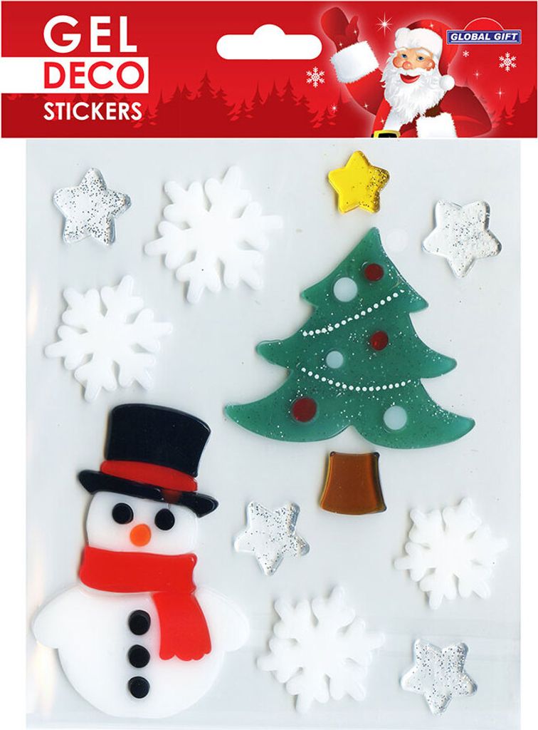 Gel autocollant Noël pour fenêtres - Bonhomme de neige et Image du produit 