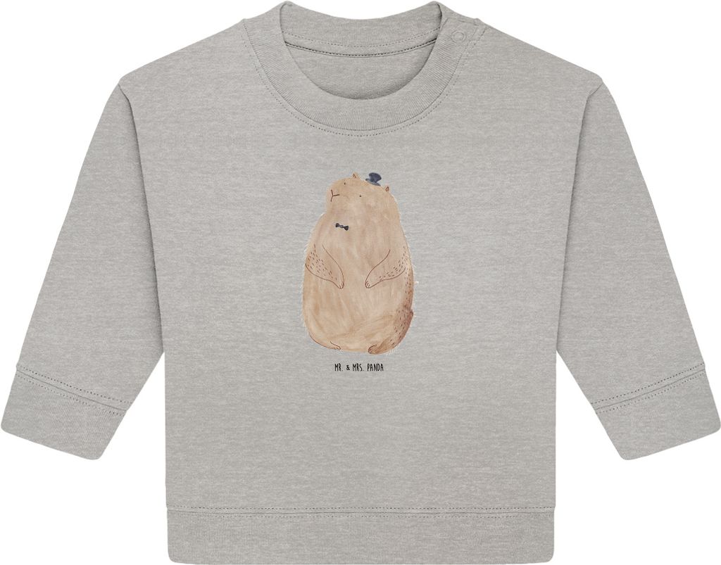 Mr. & Mrs. Panda Organic Baby Pullover Murmeltier 12. - 18. Monat - Heather Grey - Geschenk, Lustige Sprüche, Bullover, Freundlichkeit, Fröhlichk...
