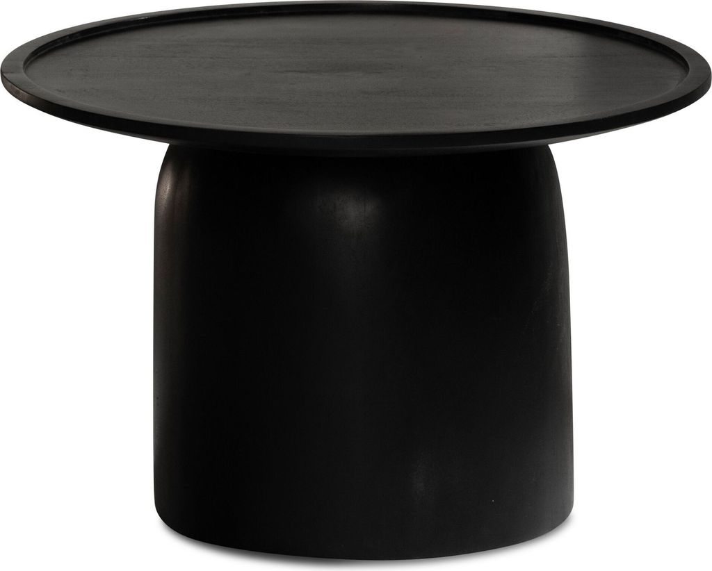 WOHNLING Couchtisch Sofatisch Massivholz Schwarz 60x60x40cm Produktbild 