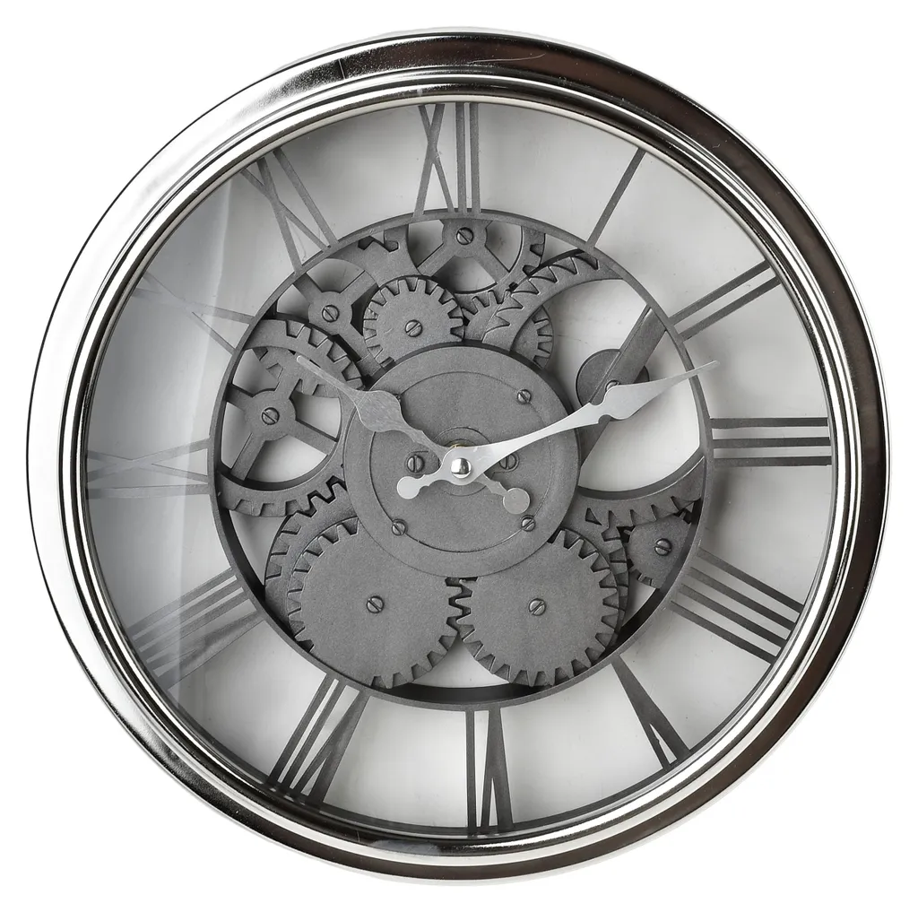 Grande horloge murale ronde 30,5 cm coloris neutre pour salon et bureau