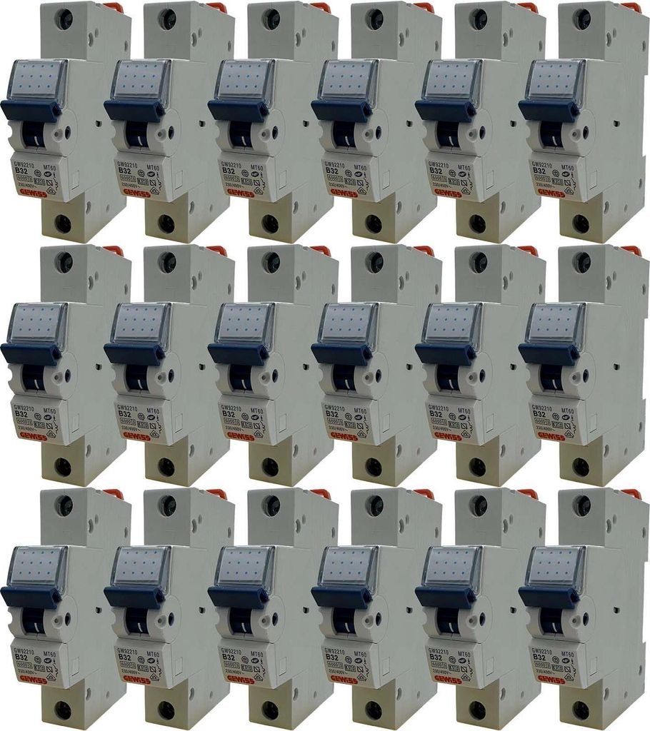Gewiss 1-24 Stück Leitungsschutzschalter MT 60 | 1-polig B 32A | 230-400?V | GW92210 | Baureihe 90 MCB | 6kA/10kA Schaltvermögen | nach IEC/EN 60...