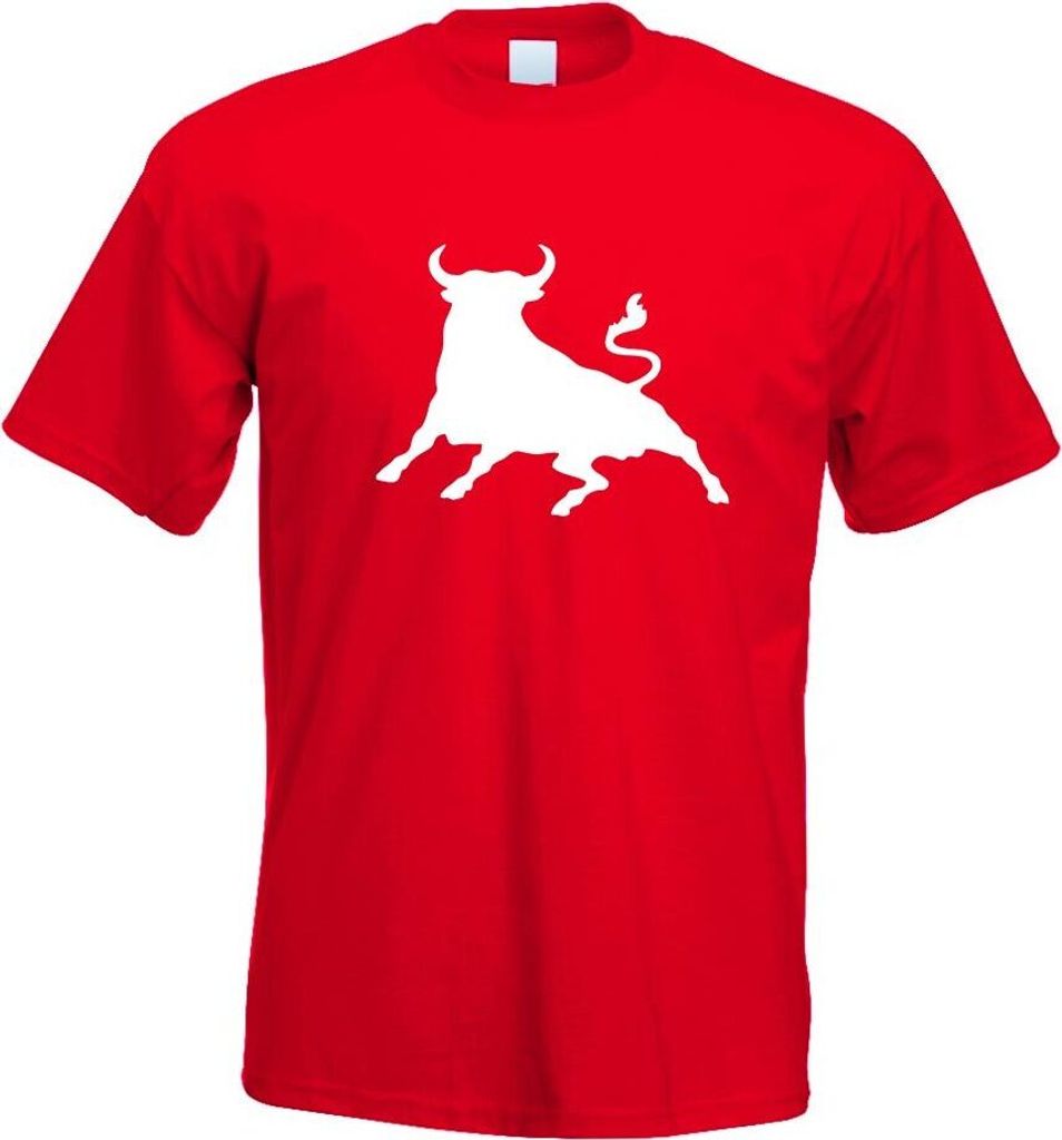 Kiwistar - T-Shirt - rot - Stier Toro Bull Motiv Bedruckt Funshirt Design Print - mit Motiv Bedruckt - Funshirt Design - Sport - Freizeit - Herren - M