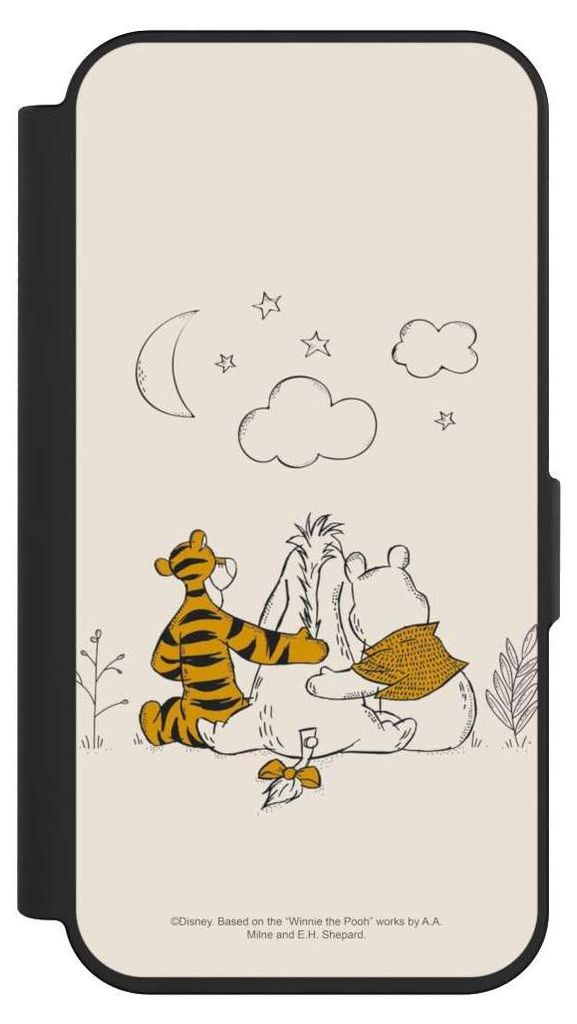 NIVOCASE Klapphülle für Apple iPhone 15 Pro Handyhülle aus Kunst Leder NIVOflip schwarz Disney Offizielles Lizenzprodukt Winnie Puuh