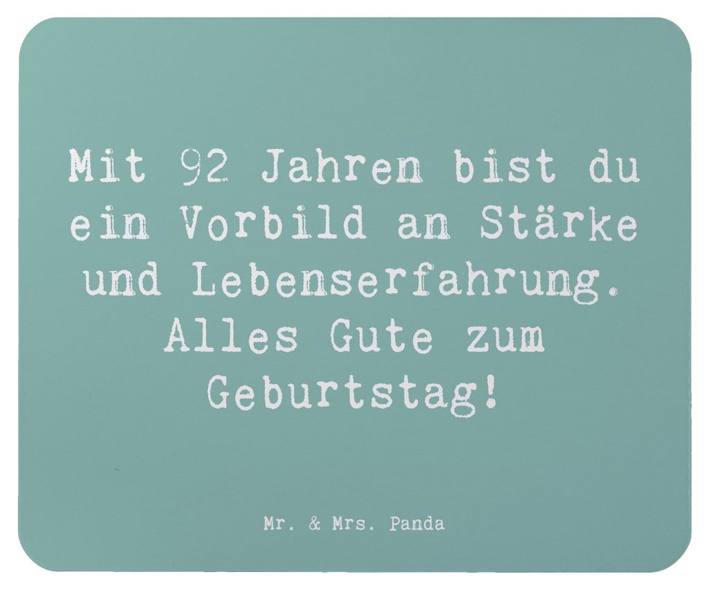 Mr. & Mrs. Panda Mauspad Spruch 92. Geburtstag Wunder - Meeresbrise - Geschenk, Alles Gute, liebevoll handgefertigt, Happy Birthday, mousematte, Le...