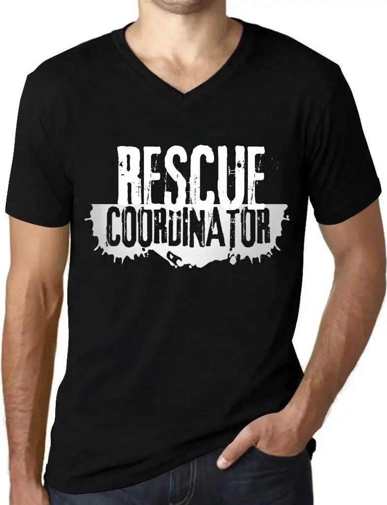 Herren Grafik T-Shirt V-Ausschnitt Rettungs-Koordinator – Rescue Coordinator – Öko-Verantwortlich Vintage Jahrgang Kurzarm Lustige Druck Gebur...