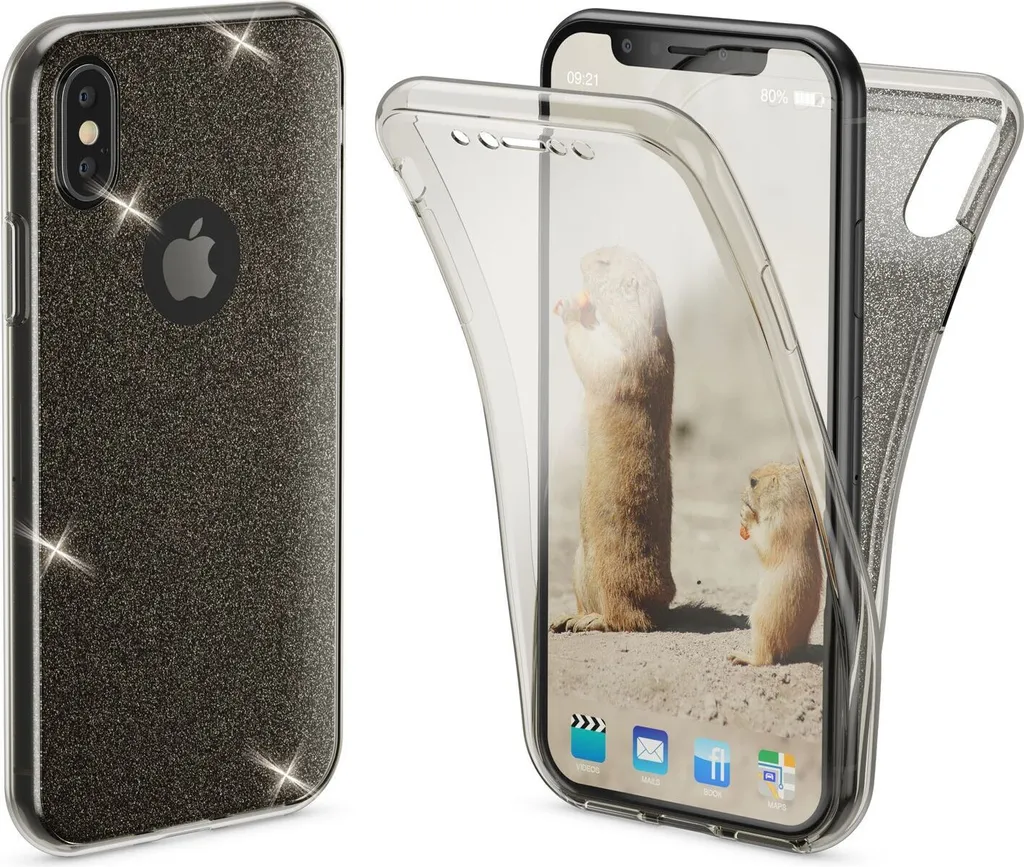 Cover iPhone XS X Glitter Nero NALIA 360 - Accessorio Fashion 2026